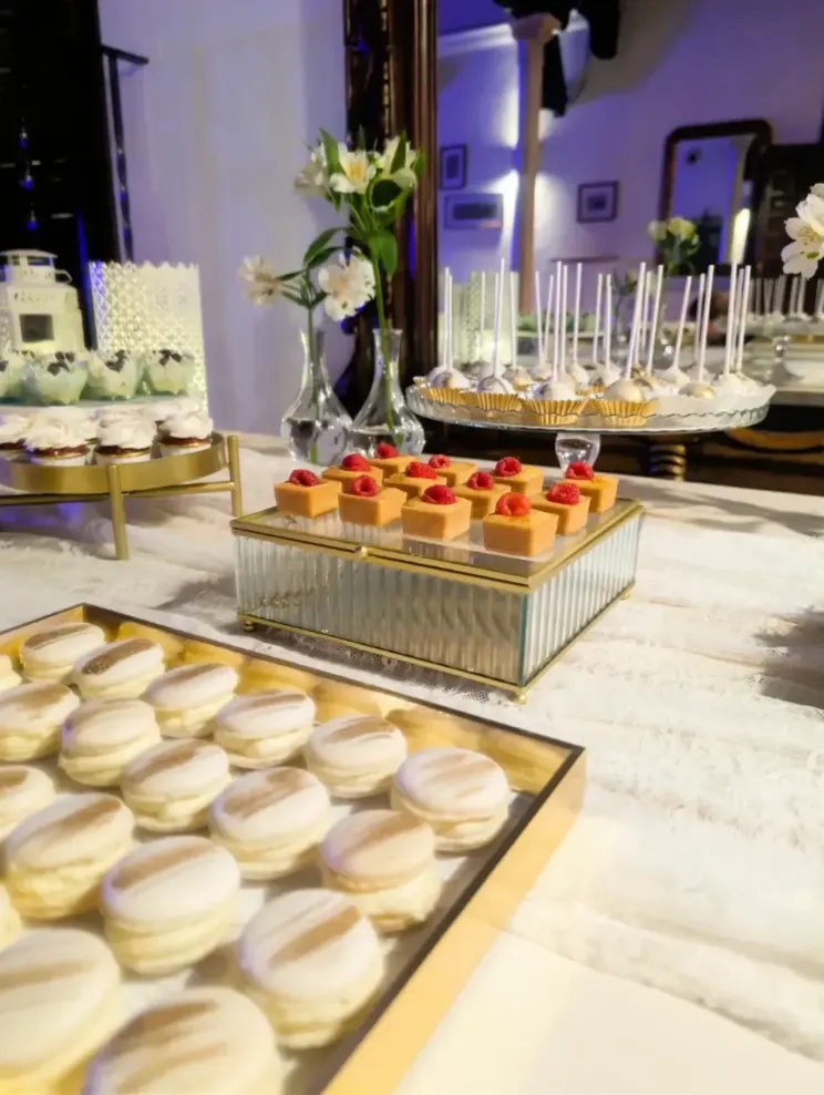 Selección artesanal de macarons, minipostres y repostería fina de Magda Sweet Cakes.
